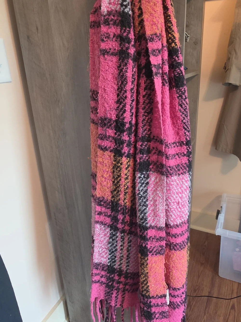 Juicy Couture Pink, Black & Orange Bouclé Scarf